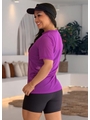 CAMISETA FITNESS NO TULE ROXO FÚSCIA COLEÇÃO FEBELA MOVE - 2