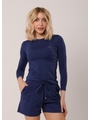 CONJUNTO FEMININA DE PROTEÇÃO UV CAMISA COM SHORT AZUL MARINHO - 1