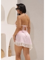SAÍDA DE PRAIA PAREÔ COM FRANJA LISTRA ROSA COLEÇÃO VERÃO EUROPEU - 2