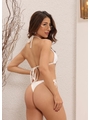 CONJUNTO DE BIQUÍNI CORTININHA CALCINHA DE AMARRAR COM SAIA DE FRANJA BRANCO COLEÇÃO BRISA - 4