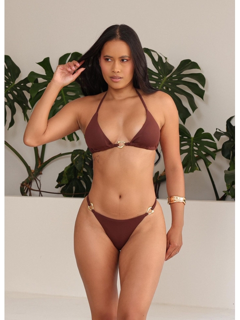 BIQUÍNI CORTININHA ORGANIC CALCINHA COM REGULADOR MARROM COLEÇÃO ATLÂNTICA