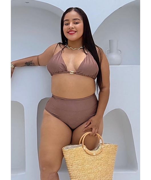 BIQUÍNI CORTININHA ORGANIC CALCINHA TALA MARROM