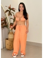 SAÍDA DE PRAIA CALÇA NO CHIFFON LARANJADA F7 - 1