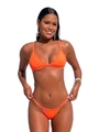 BIQUÍNI LIGHT CORTININHA CALCINHA FIO COM REGULADOR LARANJA NEON - 1