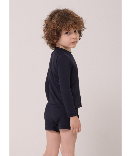 CONJUNTO INFANTIL DE PROTEÇÃO UV CAMISA COM SUNGA PRETO