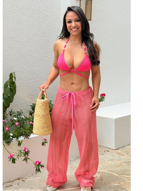 SAÍDA DE PRAIA CALÇA CROCHÊ ROSA M41