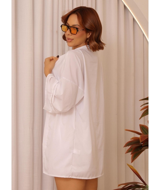 SAÍDA DE PRAIA KIMONO COM SHORT BRANCO COLEÇÃO PUNTA CANA