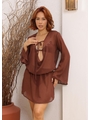 SAÍDA DE PRAIA MUSSELINE DECOTE CAÍDO MARROM COLEÇÃO TERRACOR - 1