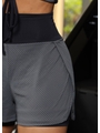 CONJUNTO FITNESS CROPPED COM SHORT DUPLO CINZA COM PRETO COLEÇÃO FEBELA MOVE - 3