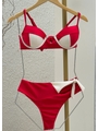 BIQUÍNI MEIA TAÇA BICOLOR CALCINHA RECORTE LATETAL VERMELHO COLEÇÃO NÁUTICA - 4