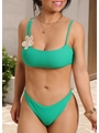 BIQUÍNI TOP FLOR CALCINHA ASA DELTA VERDE COLEÇÃO BEACH GLAM - 3