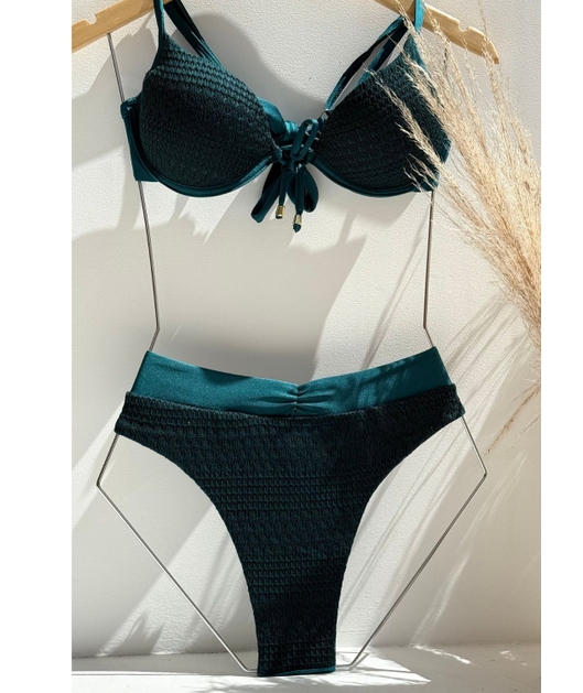 BIQUÍNI MEIA TAÇA DE AMARRAR CALCINHA TRADICIONAL VERDE COLEÇÃO PURO AMOR DROP 1