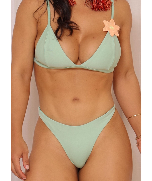 BIQUÍNI REGULADOR FLOR CALCINHA EMPINA BUMBUM VERDE MENTA COLEÇÃO FOLIA