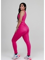 CONJUNTO FIT TRILOBAL TOP BASIC CALÇA COS ALTO FAIXA ROSA - 2