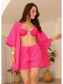 SAÍDA DE PRAIA KIMONO COM SHORT ROSA COLEÇÃO COLOR BEACH - 1