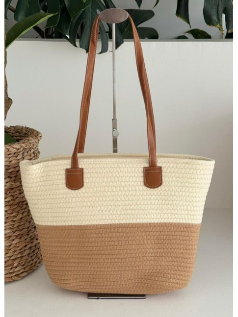 BOLSA DE PRAIA NUDE COM BEGE