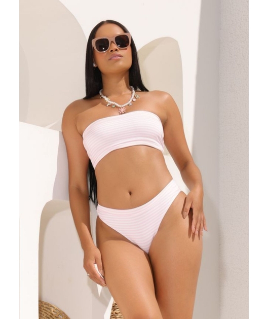 BIQUÍNI TOP FAIXA CALCINHA ASA DELTA LISTRA ROSA COLEÇÃO VERÃO EUROPEU