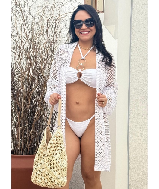 SAÍDA DE PRAIA CAMISA NO ARRASTÃO BRANCA M216