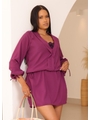 SAÍDA DE PRAIA NO MUSSELINE CHEMISSE ROXO COLEÇÃO SOLARE - 1