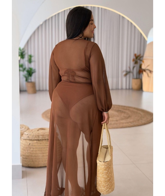 SAÍDA DE PRAIA LONGA NO TULE MARROM