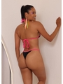 BIQUÍNI CORTININHA CALCINHA COM REGULADOR PRETO COM ROSA NEON COLEÇÃO ESQUENTA FOLIA - 2