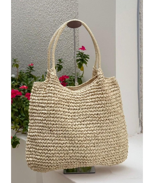 BOLSA DE PALHA OFF WHITE TRANÇA MARINA