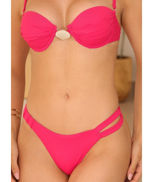 BIQUÍNI MEIA TAÇA CONCHA CALCINHA ASA DELTA ROSA COLEÇÃO COLOR BEACH