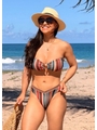 CONJUNTO BIQUÍNI TOP ARGOLA CALCINHA ASA DELTA COM SAIA LONGA MARROM COLEÇÃO CARIBENHA II - 4