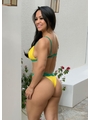 BIQUÍNI TRADICIONAL REGULADOR CALCINHA FITA DUPLA AMARELO COM VERDE LOOK1256 - 2