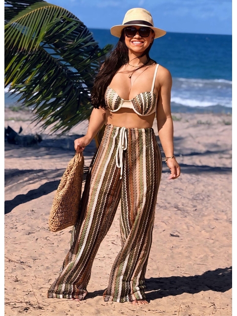 SAÍDA DE PRAIA CALÇA CROCHÊ VERDE COLEÇÃO CARIBENHA II