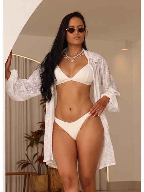 SAÍDA DE PRAIA CAMISA NA RENDA BRANCA COLEÇÃO ÁGUA VIVA