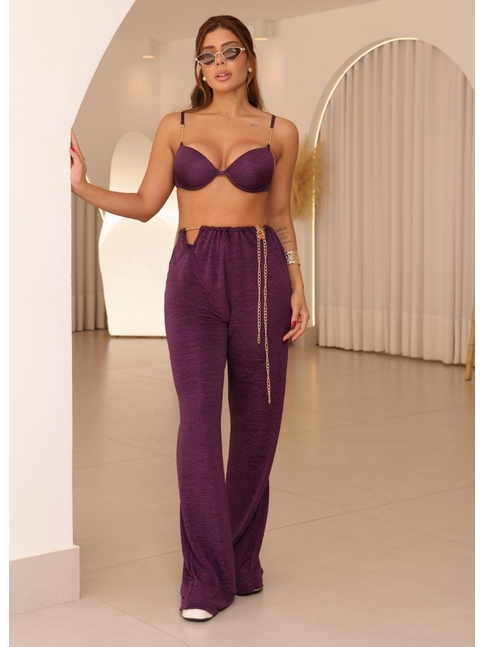 SAÍDA DE PRAIA CALÇA COS CORRENTE ROXA COLEÇÃO SOLARE 4916YT