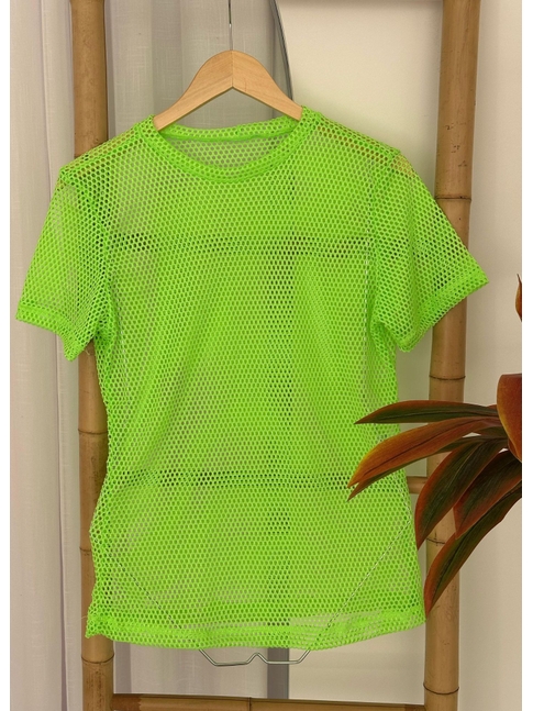 CAMISETA MANGA CURTA TELINHA VERDE NEON