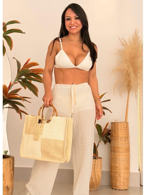 SAÍDA DE PRAIA CALÇA CROCHÊ OFF WHITE TDV845