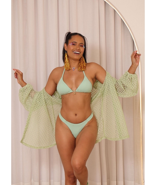 SAÍDA DE PRAIA CAMISA CROCHE VERDE COLEÇÃO FOLIA