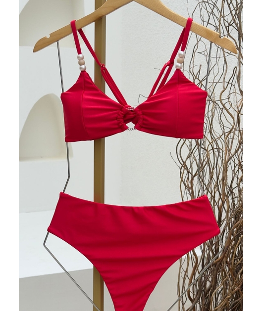 BIQUÍNI TOP ARGOLA CALCINHA ALTA VERMELHO COLEÇÃO COR DO PECADO