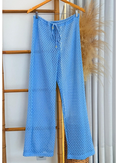 SAÍDA DE PRAIA CALÇA CROCHÊ AZUL COLEÇÃO BRISA II