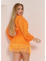SAÍDA DE PRAIA CAMISA COM PÁREO NO CROCHÊ LARANJADO COLEÇÃO PÉROLA - 2