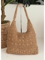 BOLSA DE PALHA MÉDIA ALÇA DE OMBRO BEGE - 1