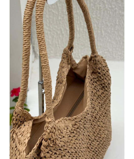 BOLSA DE PALHA BEGE TRANÇA MARINA