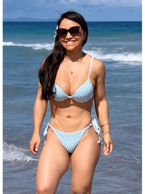 BIQUÍNI MEIA TAÇA CROCHÊ CALCINHA DE AMARRAR AZUL COLEÇÃO BRISA II