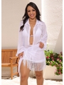 SAÍDA DE PRAIA CONJUNTO CAMISA COM PAREO NO TULE BRANCA COLEÇÃO ENTRE MARÉS - 1