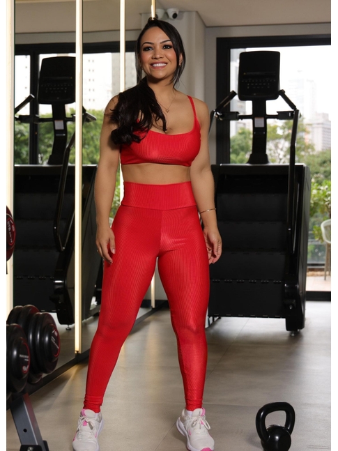 CONJUNTO FITNESS TOP COM CALÇA VERMELHO COLEÇÃO FEBELA MOVE