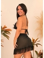 SAÍDA DE PRAIA PAREÔ CROCHÊ COM FRANJA PRETA TDV845 - 2