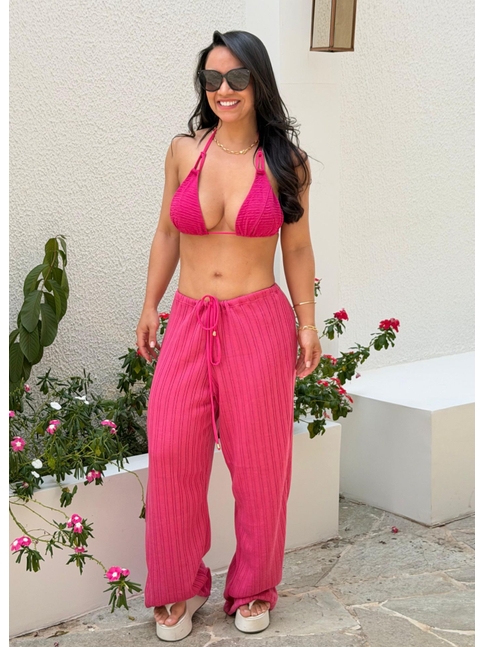 SAÍDA DE PRAIA CALÇA ROSA CROCHÊ M634