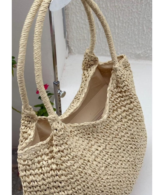 BOLSA DE PALHA OFF WHITE TRANÇA MARINA