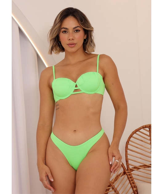 BIQUÍNI MEIA TAÇA CALCINHA ASA DELTA VERDE NEON COLEÇÃO NEON