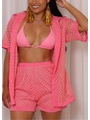 SAIDA DE PRAIA CONJUNTO CAMISA E SHORT ROSA COLEÇÃO FOLIA - 3