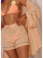SAÍDA DE PRAIA CONJUNTO KIMONO COM SHORT LARANJA CLARO COLEÇÃO FOLIA - 3