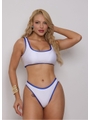 BIQUÍNI TRILOBAL TOP REGATA CALCINHA ASA DELTA BRANCO COLEÇÃO BRASIL RAIZ - 1